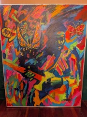 BUTTERFLY BLUES David Lundquist Painting Original 1992 Jimi Hendrix Mixed Media