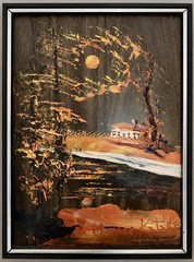 Morris Katz Original Oil Painting Abstract Sunset Landscape 13×17 Framed
