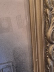 Antique Victorian Ornate Gold Gilt Carved Gesso Charcoal Portrait Couple 24×28