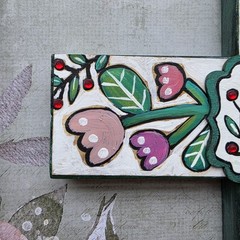Folk Art ORIGINAL Christian Cross Jesus is Lord White Shabby Chic Pink Flowers