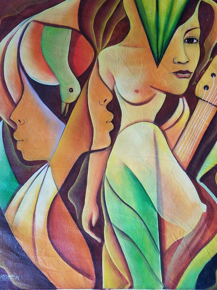 Signed A. SANON Haitian Art, Haitian Painting, 25×22 Native Taino