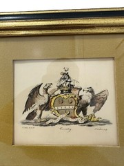 Art Crested Coventry Eagle Print Royal Coat of Arms Old Vintage Pair Framed Art