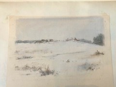 Franz Ehmke*1928-2018 GDR Painter Snowscape on Meadow with Houses Lübars