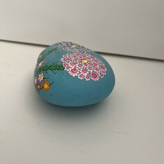 Dot Mandala Hand Painted Art Stone Flower Theme One Of A Kind 5 Inches