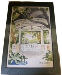 Gazebo By John Arnold Watercolor (Appears To Be A Print) 11.5″x9.75″ 5.5″x3.75