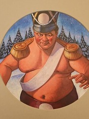 Vintage Unsigned Oil Painting Buryat Wrestler Mongolia Russia