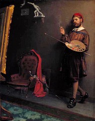 Oil painting paul peel – the painter smoking have a rest in his studio on canvas