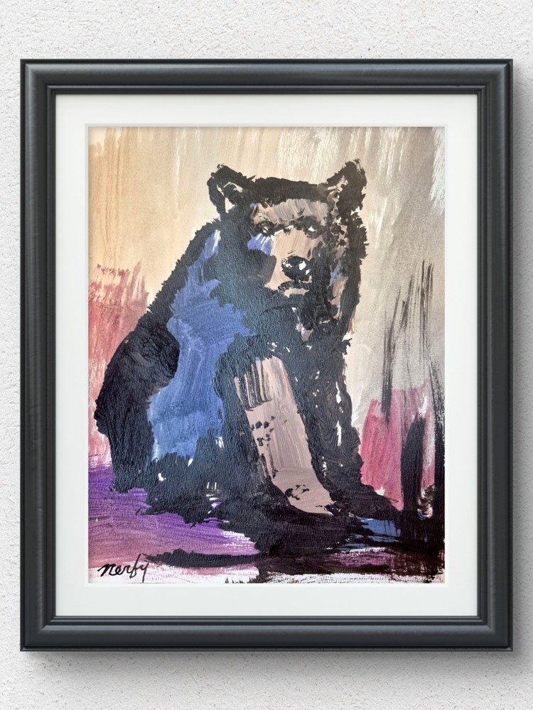 Original Hand Painted 11×14 Animal Art Signed Abstract Acrylic Bold Paper P228