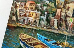 CETARA PAINTING ITALY AMALFI COAST CANVAS ORIGINAL by SOMMA ITALIAN WALL DECOR