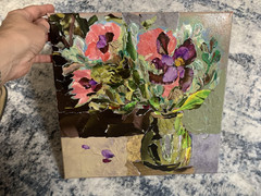 12” x 12” Original Floral Collage Abstract Acrylic Painting – Art by Eera G