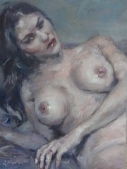 GERRY MILLER -. Unique. Artwork. „Nudes. Oil paint on board.30x40cm