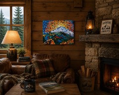 Original Acrylic Painting 11×14 Sacred Summit Mount Rainier Landscape Wall Art
