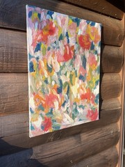 Abstract Pinks And Reds Oil Painting On Canvas Original Hand Painted 18”x24”