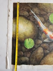 20×36 Beautiful Koi Fish Pond Hand Painted Oil Painting High Quality Canvas