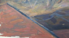 18 1/2×20 1/8in painting Vintage oil landscape View by Country Emilia P32