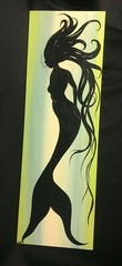 ORIGINAL ART PAINTING by Kimberly Ann White on WOOD „NEPTUNE“ Blues and Green
