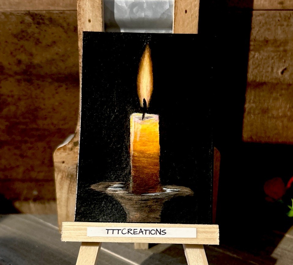 ACEO Original Mini Candlestick Painting By TTT Art Acrylic July Series 2026
