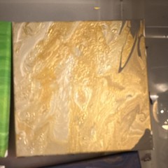 Abstract Acrylic Pour Painting Set – Green, Gold, Blue, Orange, Small, Handmade