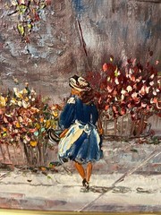 Louis L. BASSET Signed LARGE 54″ X 30″ Oil Painting PARIS France Street Scene