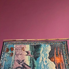 Vintage Velvet Style Tapestrie 54″ X 35″ Of Elk In Mountain Landscape (#888)
