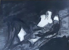 FRANCISCO CORZAS INK ON PAPER SIGNED PAINTING