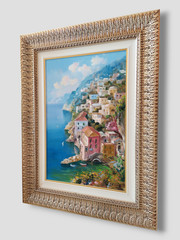Amalfi Coast Landscape/Neapolitan Marine Scene/Original Oil Painting signed