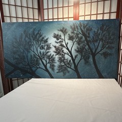 Moon Light Tree Blue Sky acrylic painting on canvas original artist Size 24×48