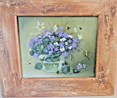Original c. oil. 10“ x 8“ in frame “Spring violets“