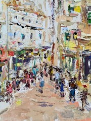 Montmartre Paris Impasto Oil Painting on Canvas Abstract Cityscape Painting