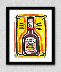 Modern Pop Art BBQ Sauce – CLARK Original – 12×9″ Painting Mixed Media Paper