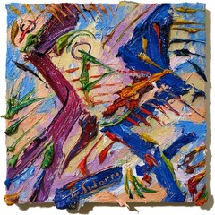 ORIGINAL OIL█PAINTING VINTAGE ART█SIGNED IMPRESSIONISM POP█ABSTRACT NATURE BUY A