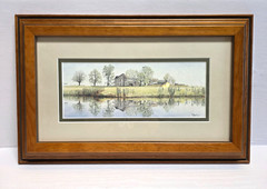 Beautiful Watercolor Print by Jon Crane „Heartland Reflections“ Framed 11×17″