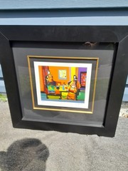 art lithograph original framed signed in color on wove paper Interieur Japonais