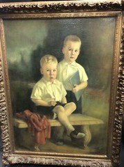 Oil Painting on Canvas By Glenn Bahm 1960, 49 1/2 x 38 3/4 x 3 1/2 inches Framed