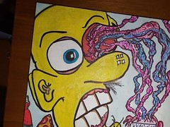 Original Painting Eyes On The Prize Pizza Glue Ocular Injury Feces Lowbrow Toons