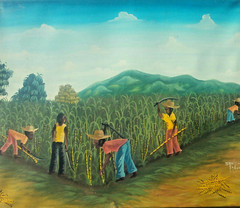 Naive Painting, Caribbean, Haiti, Haitian Art. Signed.