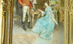 Antique Important Large Italian Oil Painting Signed Ettore Simonetti Rome C.1890