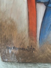 Brother Matthew Clown oil on carved wood