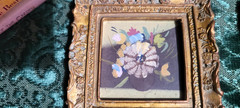 Set of 2 Mini Gold Framed Still Life Acrylic/Oil Paintings Decorative Display