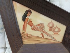 CARLO OF HOLLYWOOD Painting watercolor Harem woman with manacles and Persian