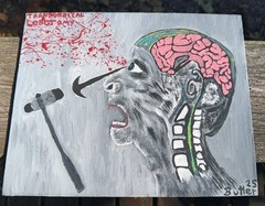 Transorbital Lobotomy 8×10″ Canvas Board Painting Signed By Artist Leland Butler