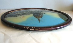 Antique REVERSE Glass Painting US Capitol Building Washington DC 21×15″ FREE SH