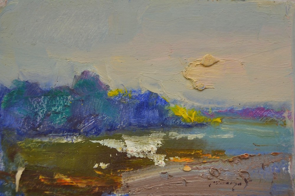 Cloud, 20×31,5 cm, Cardboard, Painting by Shandor Alexander