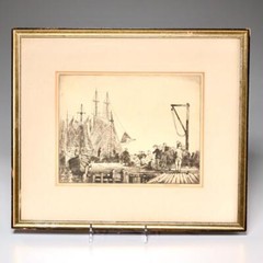 Carl Nordell American Massachusetts Gloucester Fisherman Signed Etching 16″