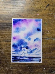 ACEO *Art Print of Original painting Beautiful Sunset 2.5×3.5 inches Watercolor