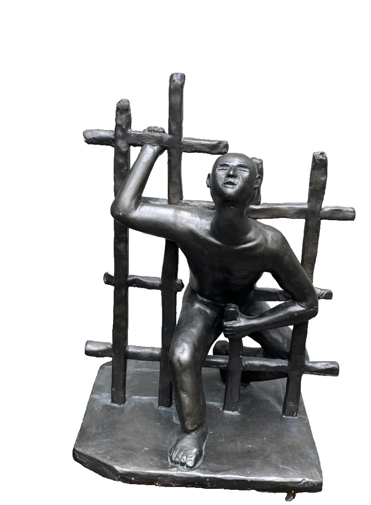 Sculpture breakout man grid abstract ORIGINAL art art unique for bronze