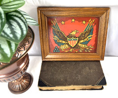 Vintage Paint by Numbers Eagle Wood Framed Picture 8 x 10″ Patriotic