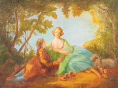 After Francois Boucher – Mid 20th Century Oil, La Marotte