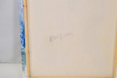Blakely Bering Original Signed Abstract Oil Painting 20×16 White Blue Black