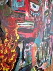 Original Abstract Expressionist Portrait Wall Art Acrylic Canvas Board 11 x 14